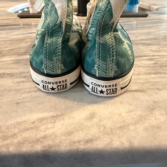 Converse All Star Green Patterned High Top Sneakers - Picture 2 of 6